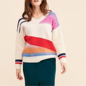 Anthropologie Multicolor V-Neck Sweater
